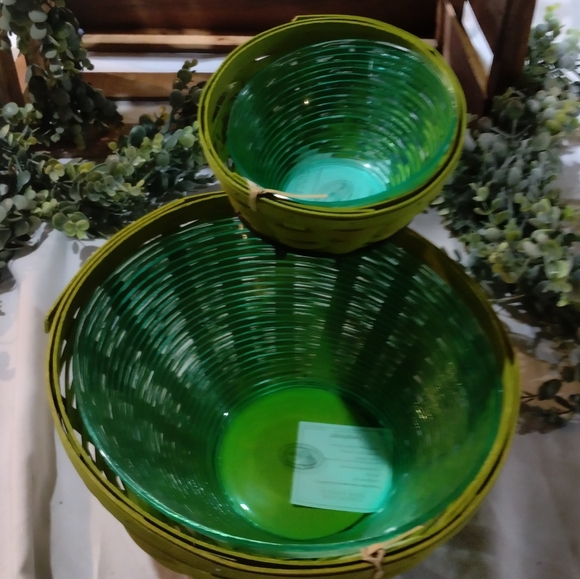 LONGABERGER MED AND LG SWOOP CELADON BASKET BOWL SET - Picture 3 of 8